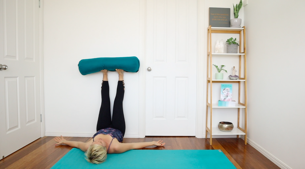 legs up the wall pose unload the lower back as well as tired legs. it also  creates a deep sense of rest as a ming in… | Easy yoga workouts, Wall yoga,